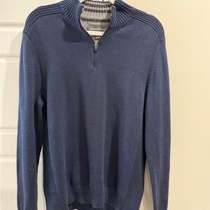 Eddie Bauer Men's Blue Cotton Quarter zip Sweater Medium FYP TikTok Famous